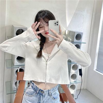 Autumn and Winter New Long-sleeved Zipper Hooded Sweatshirt Women's Korean Style Loose Ins Student Short Jacket Top
