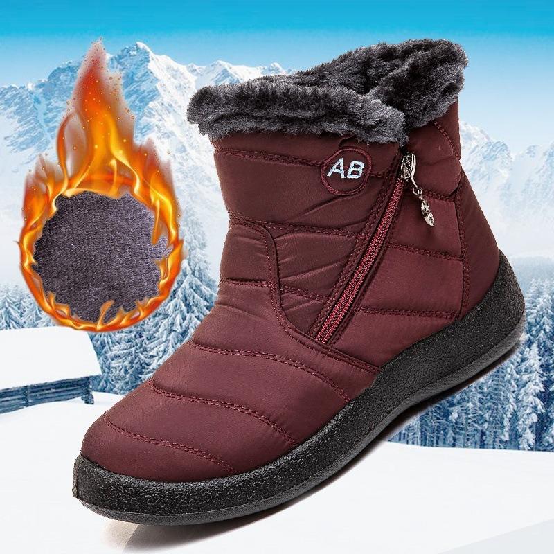 Large size winter new warm women's snow boots women's side zipper waterproof cotton boots women's shoes