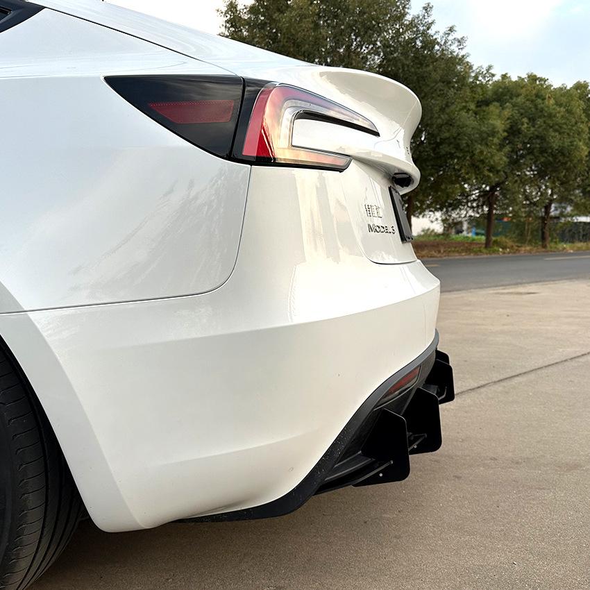 For Tesla Model 3 Highland 2023 2024 2025 Refit Rear Bumper Diffuser Lip Lower Spoiler Blade Wind Knife Splitter Plate Body Kit