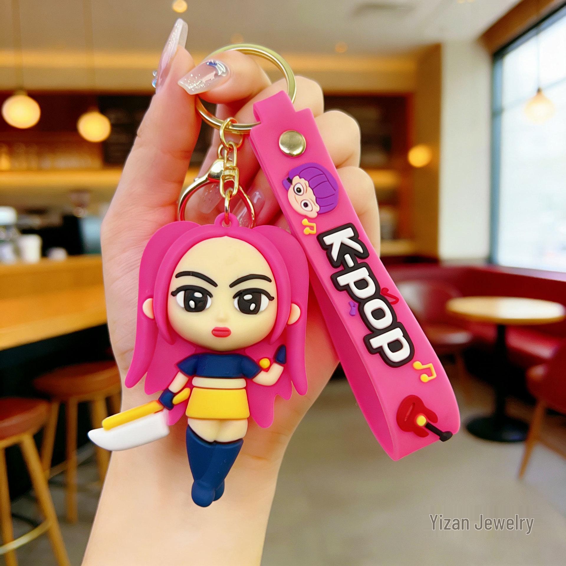 K-Pop Demon Hunter Girl Group 3D Keychain PVC Soft Rubber Pendant