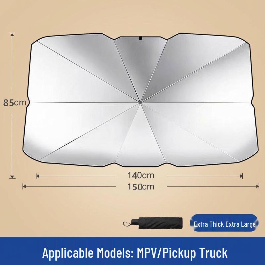 Silver Titanium Foldable Car Sunshade: Heat Insulation & UV Protection