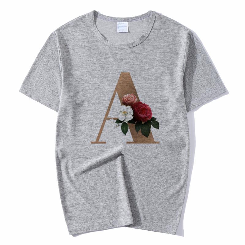 Summer A To Z 26 Alphabet Print Tshirt Cartoon Tees Women Streetwear Funny Casual T