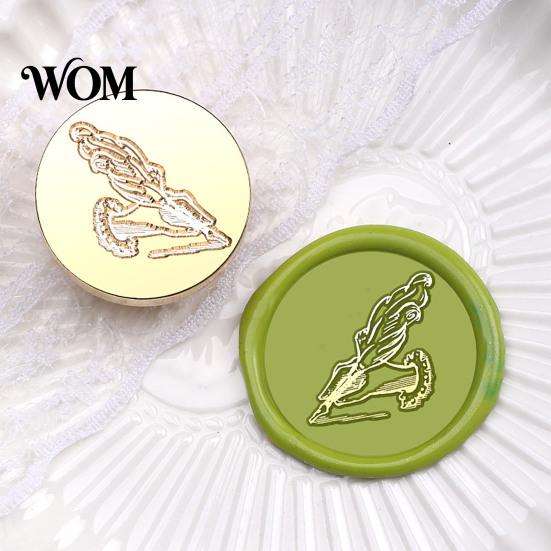 Handcraft Tool Accessories Brass Wax Seal Stamp Head, Vintage European Embossed Relief Engraved Retro Head Sealing for Wedding Invitation Envelope