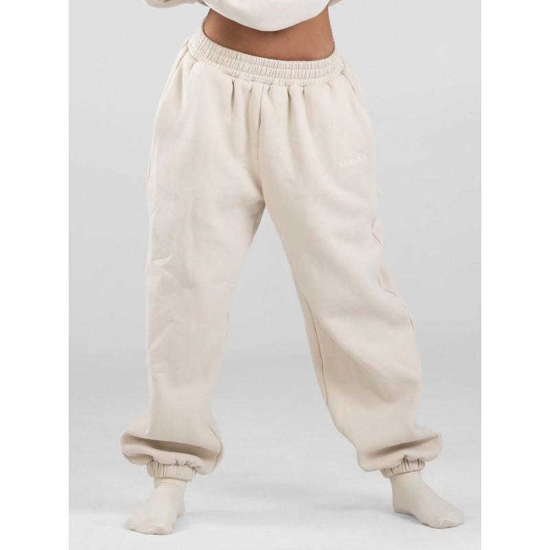 Comfrt Solid Embroidered Fleece Oversize Hoodie Sweatpants Set Casual Couple Outfit