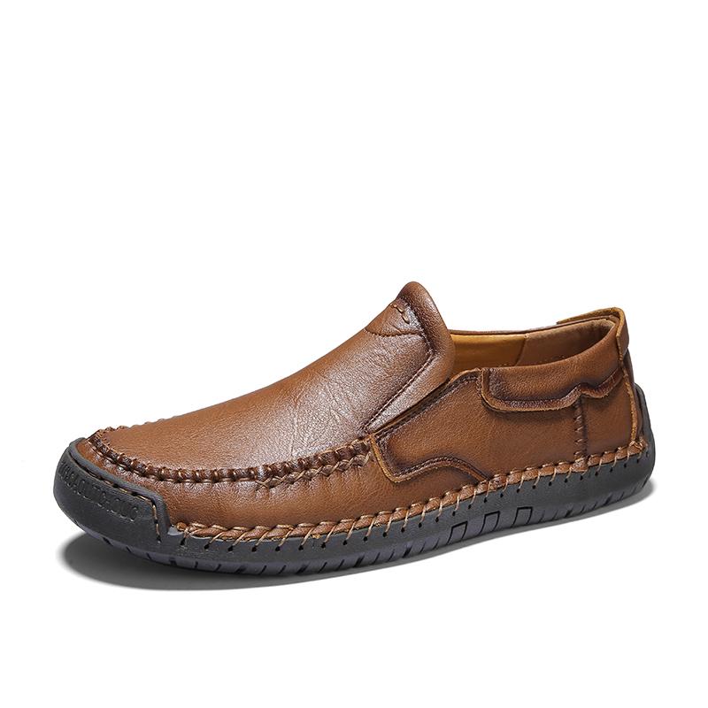 Fashion New Hand Stitched Mens Slip On Loafers Outdoor Walking Plus Size 48 Comfortable Business Casual Leather Shoes All Season Spring