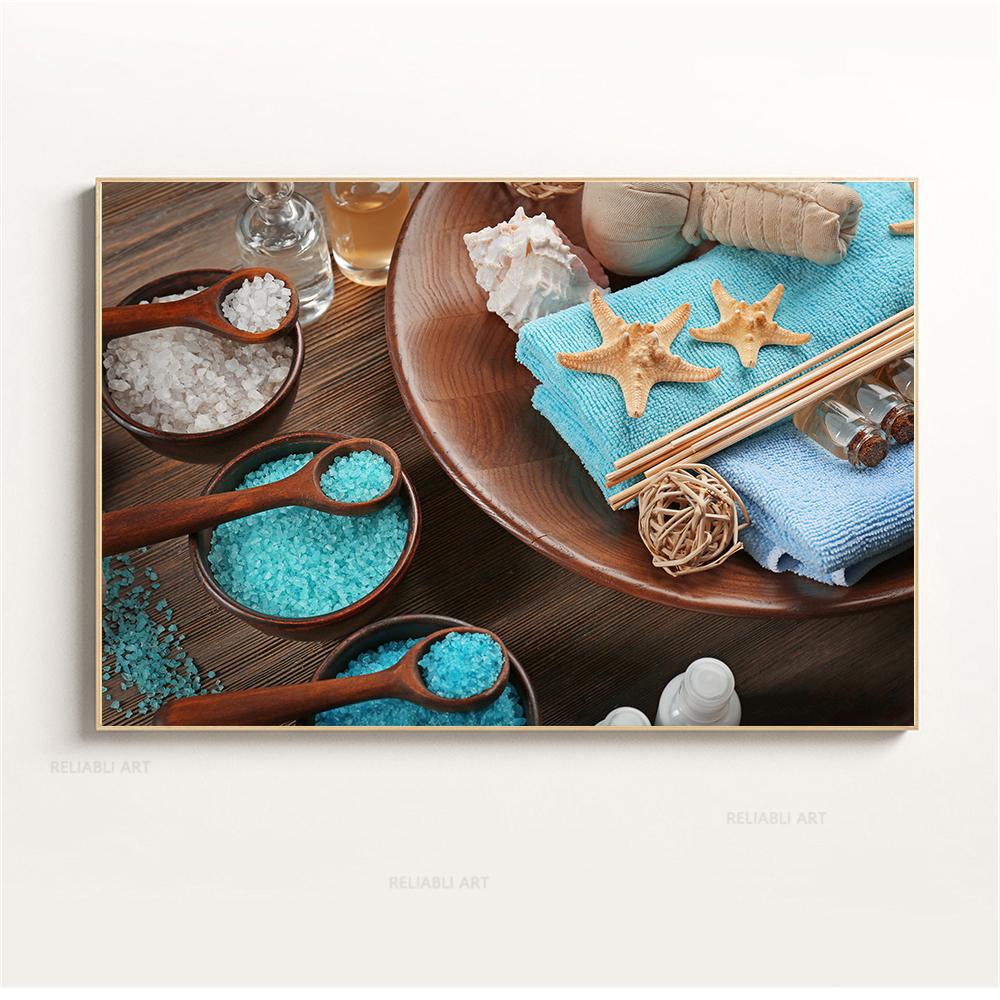 Wandkunst, Wasser, Spa, Steine, Zen, Leinwandmalerei, Kerzen, Orchideenblume, Poster, Wandbilder für Badezimmerdekor, Wohnkultur, Cuadros