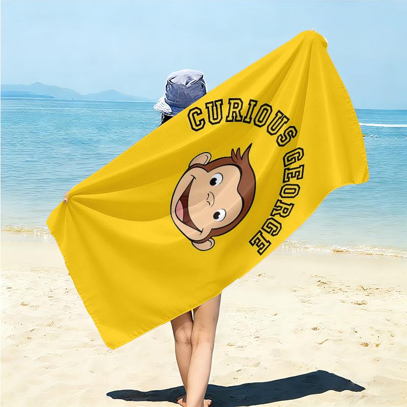 1Pc Curious George Christmas Adventure Beach Towel Microfiber Beach Towel Thin Absorbent For Beach Swimming Yoga Bath Sports 0917215