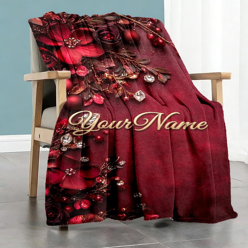 Rose Customize Your Name Blanket Cozy Personalized Blanket Warmthful Decor Versatile for Office Bed Bedding Couch for All Occasions