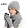 Matching Scarf And Touch Screen Gloves Set Winter Hat for Women, Warm Knitted Hat, Holiday Gift Friends Family Gloves, 71 Inch Scarf, Cozy Knit