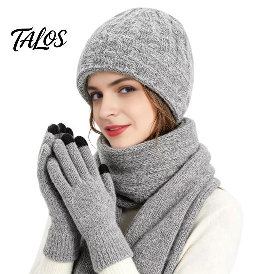 Matching Scarf And Touch Screen Gloves Set Winter Hat for Women, Warm Knitted Hat, Holiday Gift Friends Family Gloves, 71 Inch Scarf, Cozy Knit
