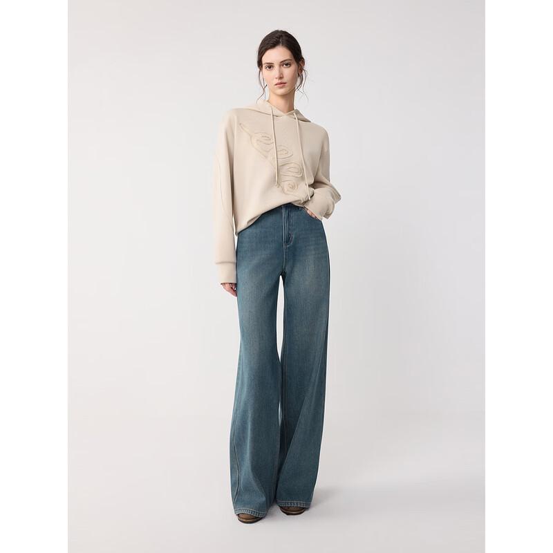 ELLE Damen Retro High-Waist Wide-Leg Jeans