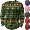 Men's Crewneck Knit Print Sweatshirt Casual Pullover Top for Everyday Wear