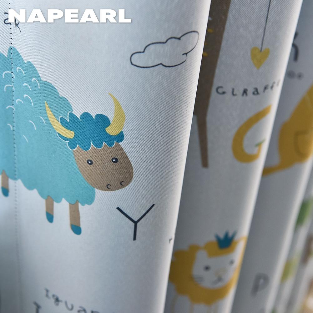 1PC NAPEARL 70-80% Blackout wydrukowano Cartoon wzór zwierzęcy spersonalizowane przezroczyste zasłony do sypialni salon Home Decor