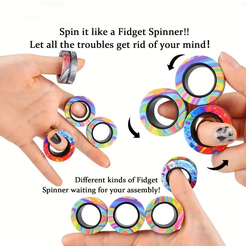 3 Stück Magnetische Ringe Spinner Fidget Spielzeug Set Finger Magnete Ringe zur Angstlinderung Therapie Fidget Pack Geschenk für Erwachsene Jugendliche Kind