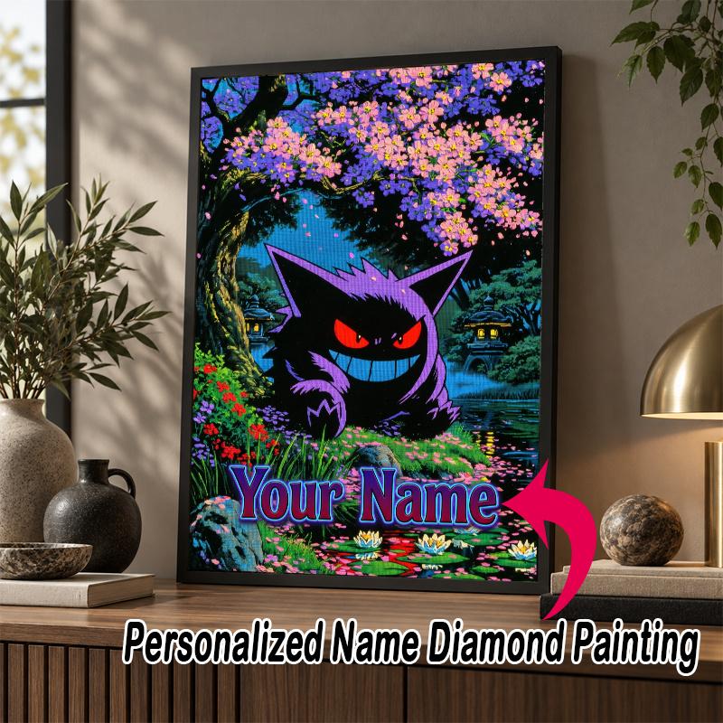 Personalized Gengar Diamond Art Custom Name 5D Diamond Painting Full Drill DIY Craft