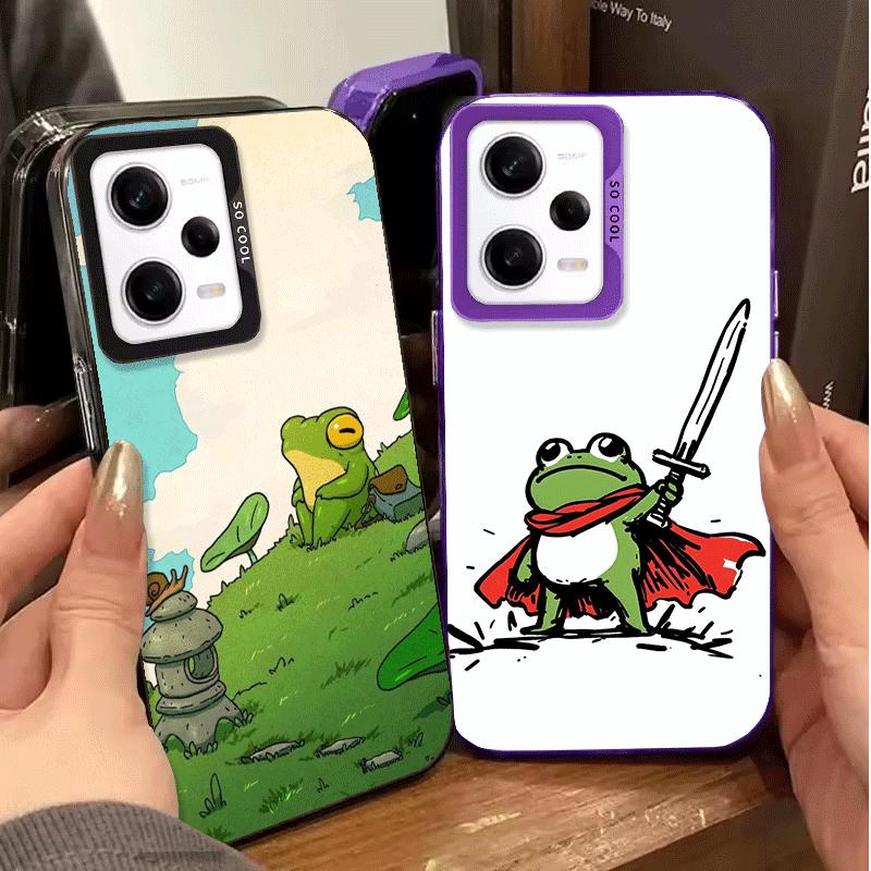 Cute Cartoon Frog Shockproof Phone Case for Xiaomi Redmi Note 15 14 13 12 Pro Plus 11 11S 11T 5G Cover Anti Fall Fundas