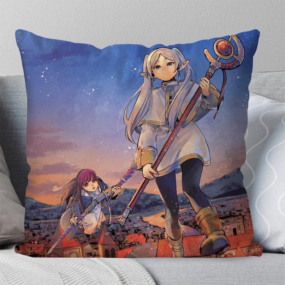 Animation Frieren Beyond Journeys End Pillow Case Square Pillow Bedroom Sofa Leisure ComfortCarLiving Room Home Decoration 40X40