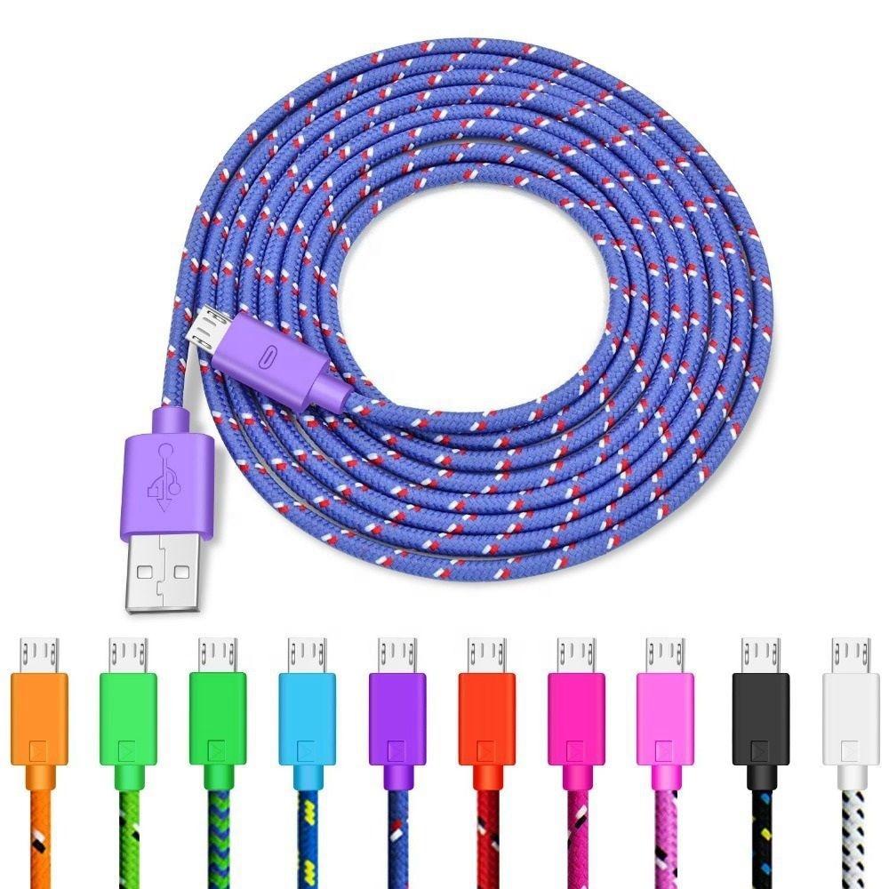 Colorful Nylon Braided Micro USB Cable Micro USB Charging Data Cable for Android Mobile Phone 1 meter синий