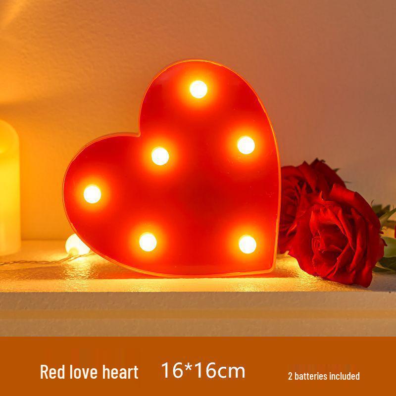 LED Happy Birthday Letter String Lights with Love Heart Props for Romantic Atmosphere and Event Decor 17*20cm (includes battery)