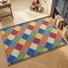 Nordic Korean Style Colorful Plaid Bathroom Mat Super Absorbent Non-Slip Soft Floor Rug Dopamine Home Decor for Bedroom Bathtub