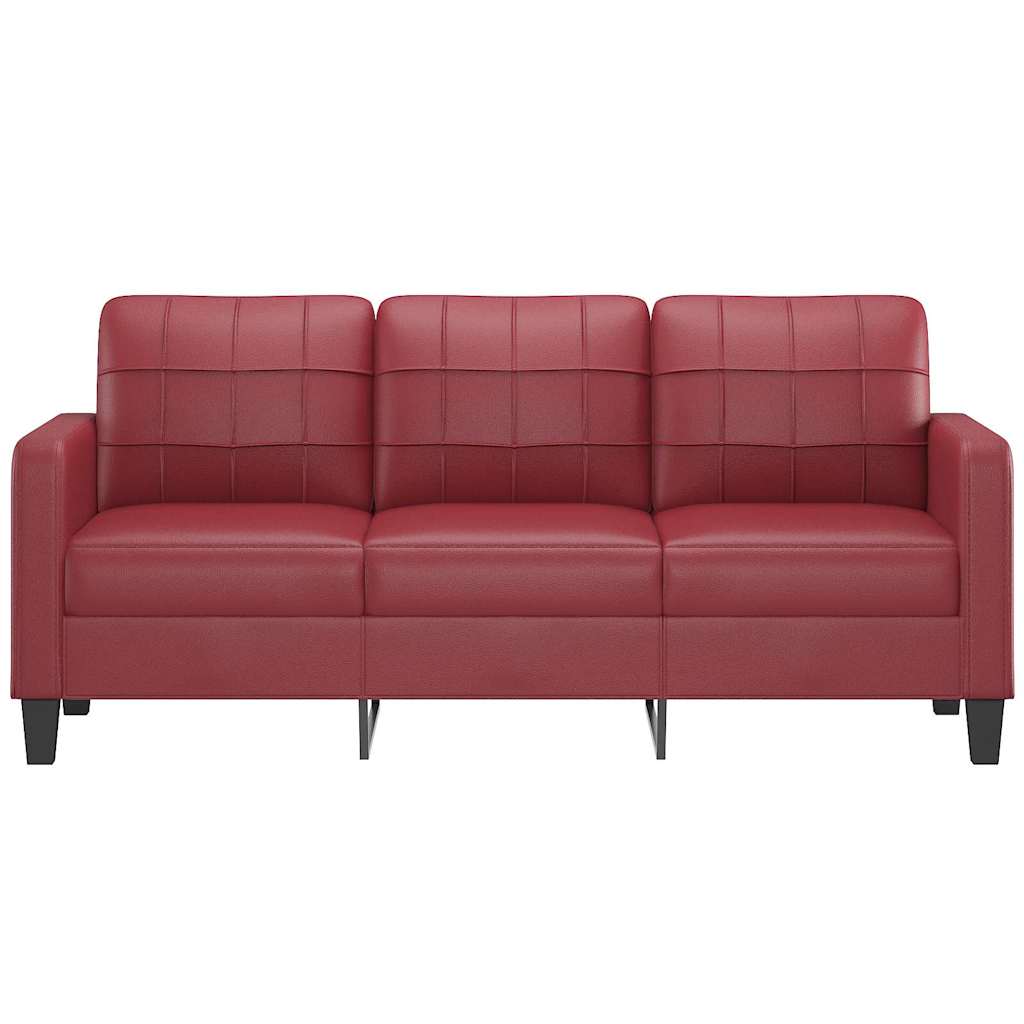 3 Seater Sofa Burgundy 180 cm Faux Leather
