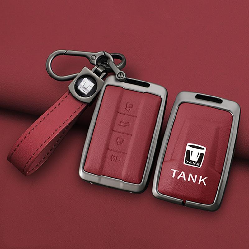 Zinc Alloy Leather Car Key Case For Great Wall Wy Tank 300 500 Tank300 Tank500 Key Case Car Key Key Case Protective Case