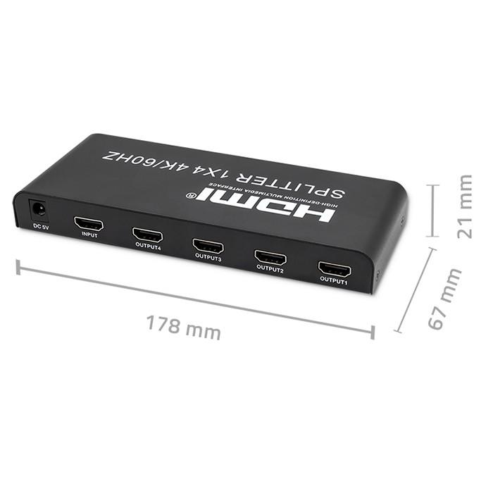 Qoltec Active Splitter 4 X HDMI 4K X 2K | 6Gb/s | 60Hz | High Stability