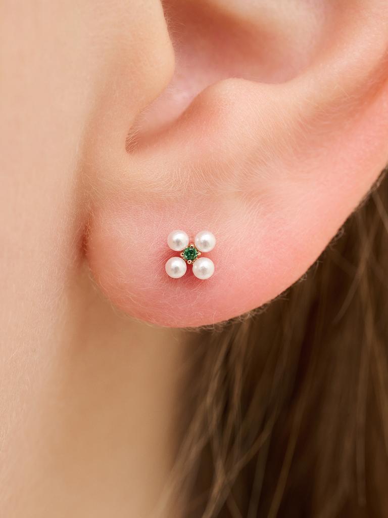 Rosemont 14K Clover Pearl Piercing Ra25D12K