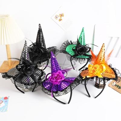 Bandeau en tissu pour cheveux Décorations de fête Bandeau Mode Chapeau de sorcière Halloween