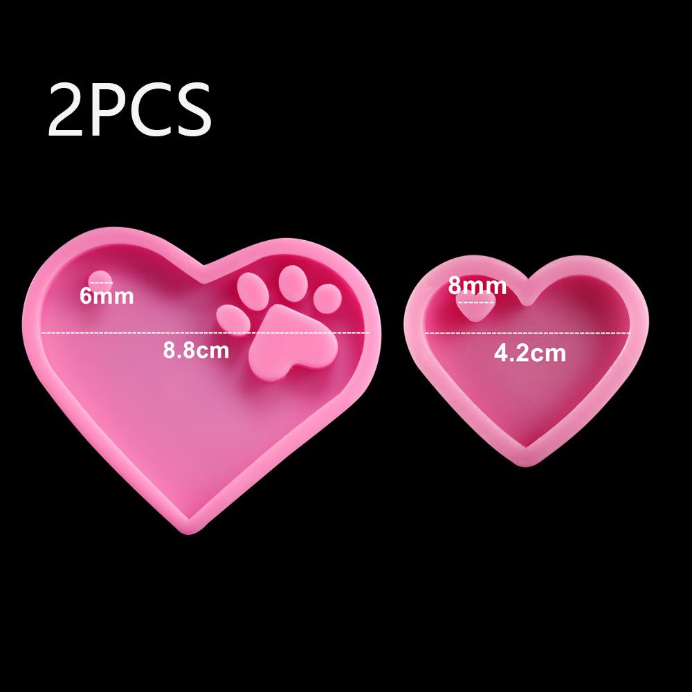 Cat Bear Paw Dog Bone Tag Pendants Silicone Mold Heart MP3 Keychain Epoxy Resin Molds For DIY Jewelry Handmade Craft Making Tool