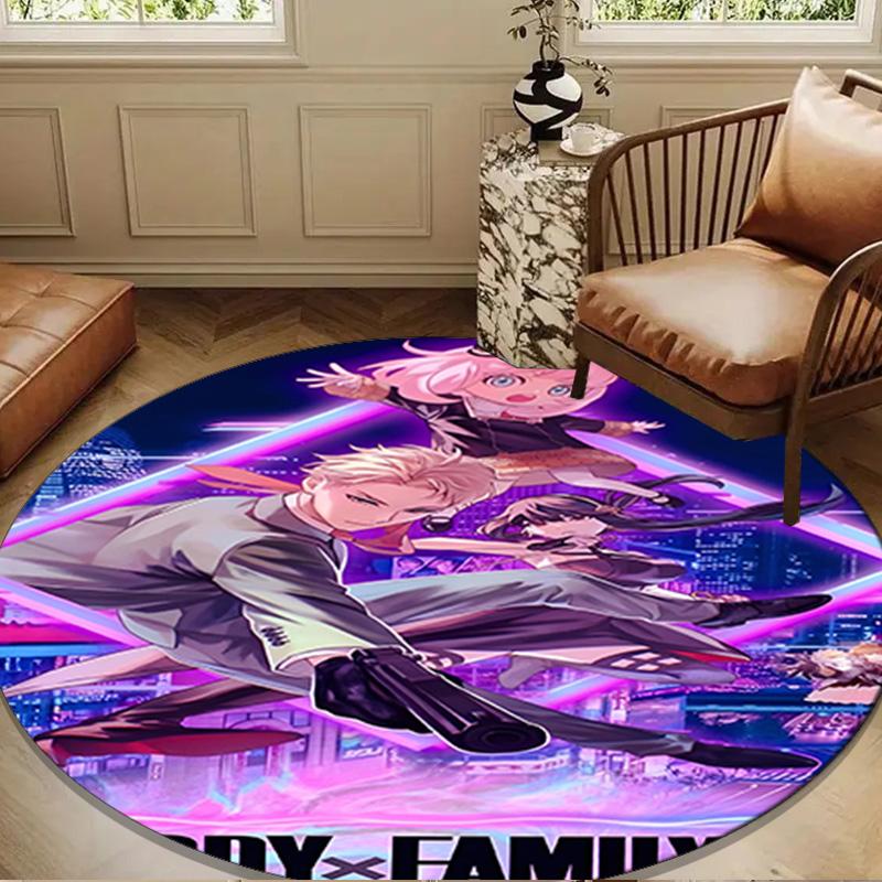 Spy Family Adventure Round Mat, Anti-slip Circle Carpet Chair Rug For livingroom,Bedroom, Doormat Home Decor Gift Christmas Gifts