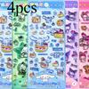 4Pcs Cute Sanrio 3D Crystal Stickers Aesthetic Cartoon Decoration Decals Pochacco Cinnamoroll My Melody Kuromi Relief Sticker