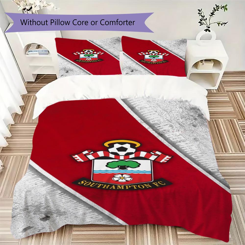 Southampton FC Pattern Bedding uilt Set uilt Cover Pillowcase Home Decoration Birthday Gift (1 * duvet cover + 2 * pillowcase without core)