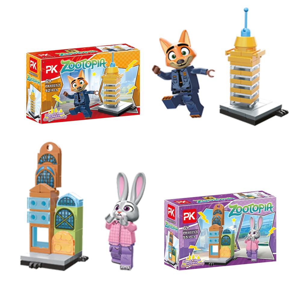 non-toxic Zootopia 2 Building Blocks Anime Figures Judy Nick Chief Bogo Cartoon Figrues Bricks Children's Assembly Toys Model