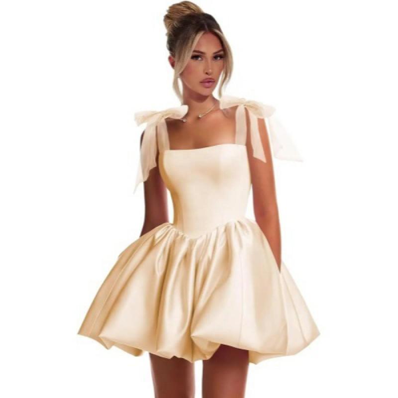 Elegant Bowknot Evening Dress Women Short Party Gown Cocktail Slim Fit Sleeveless Formal Birthday Gala