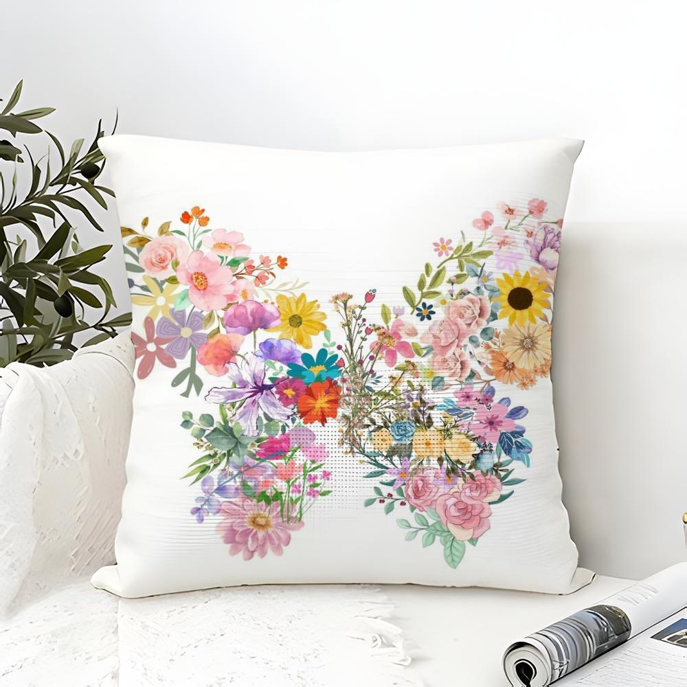 Beautiful Unique Floral And Butterfly Pillow Case Linen Pillow Case Sofa Home Decor Cushion Cover Cushion Cove