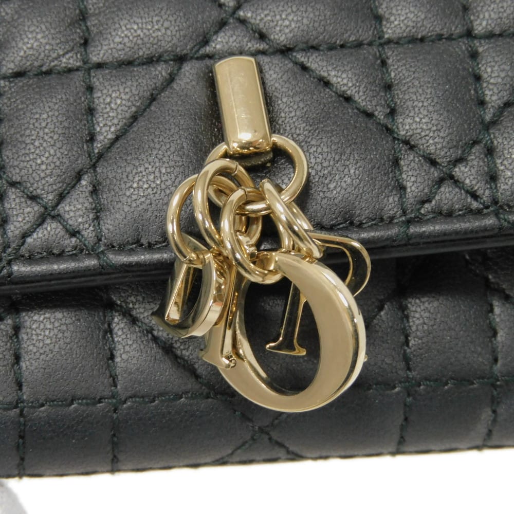 Used 10656 Glycine Wallet S0966ONMJ_M900 7941 Current Logo Charm Coin Purse Card Case Cannage Black Women's from Japan