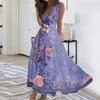 Women's Summer Fashion Retro Print V-Neck Sleeveless Long Dress