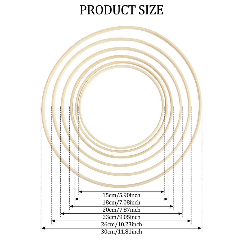 18/10Pcs Bamboo Rings Set 15-30cm DIY Bamboo Hoops Set For Flower Wreath Dreamcatcher Making Craft DIY Wedding Wreath Decor