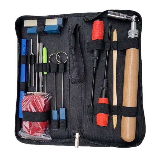 Ecloud Shop Piano Tuning Kit 16-Piece Tuning Tool Set with Tuning Wrench Hammer Mute Fork Screwdriver Belt Tweezers Clip for Beginners and Professiona