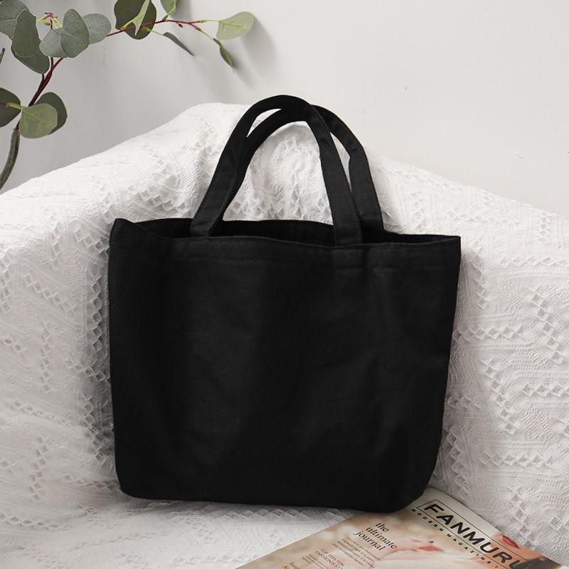 Solid Color Canvas Handbag Bento-Style Shoulder and Shopping Bag
