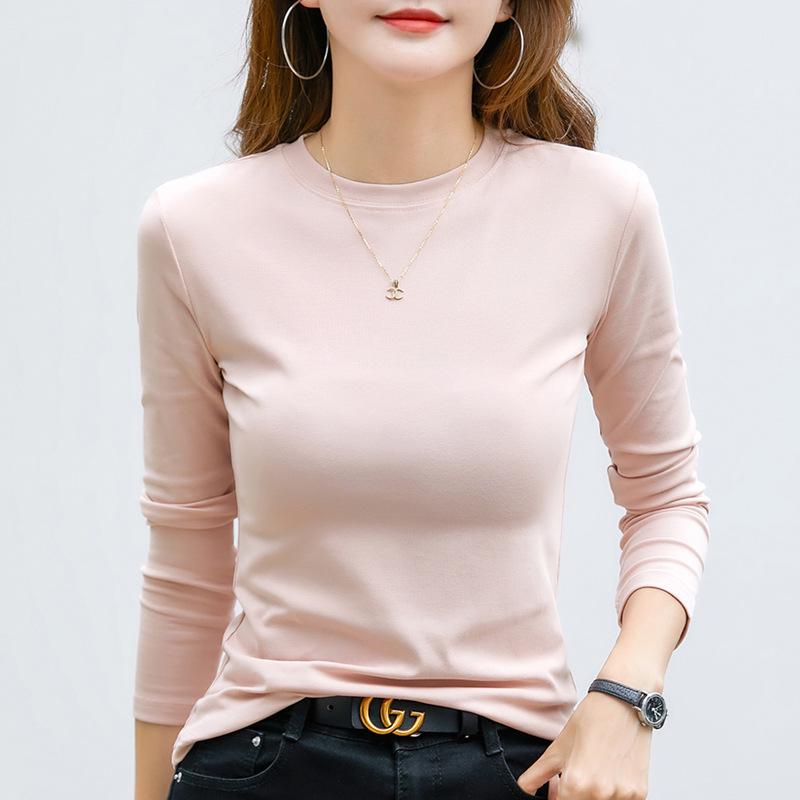 Women's Korean Slim Fit Long Sleeve Round Neck T-Shirt - Autumn Style