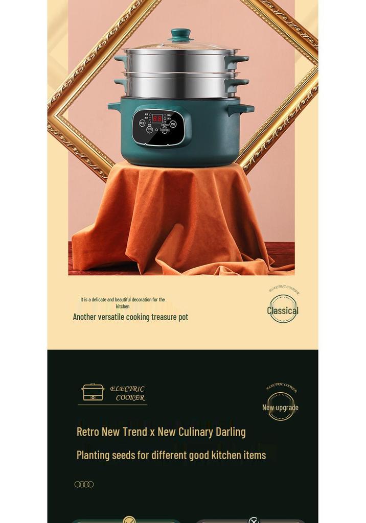 Multi-Functional Electric Cooker: Hot Pot, Stir-Fry, and Noodle Maker for Dorms and Bedrooms