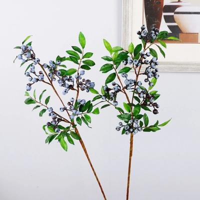 Green Leaves Artificial Blueberry Fruit Faux Good Luck Fruits Luxury Simulation Fruit Tree Elegant Plastic Fake Plants