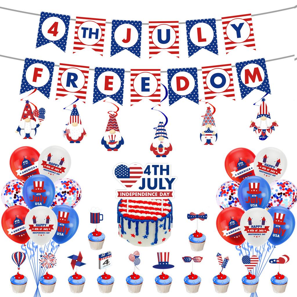 Independence Day Party Decoration Memorial Day Red Blue And White Flag Balloon Cover