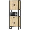 High Kitchen Buffet, 4 Soft-Close Doors, Drawer, Worktop, 60 x 30 x 170 cm, Natural Wood