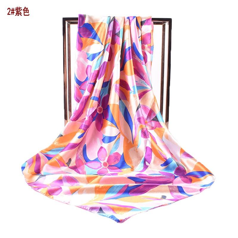 

Autumn and winter new color graffiti flowers and leaves 90 color ding silk scarf large square scarf versatile retro print ladies 8Y фіолетовий
