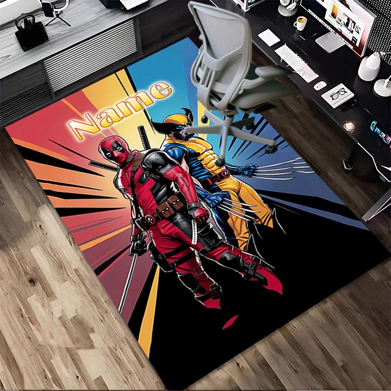Personalized Name Deadpool Armor Living Room Non-Slip Area Rug Soft Carpet for Bedroom Kids Playroom Sofa Office Home Decor Doormat