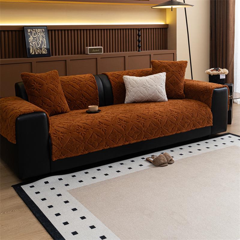 Protector Couch Cover For Sofa For Winter Fur-Covered Sofa Cushion Pet Friendly Anti-Slip Sofa Covers For Living Room