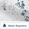 Blue Watercolor Leaves Shower Curtain, Botanical Plants Design Waterproof Bathroom Decor with Hooks